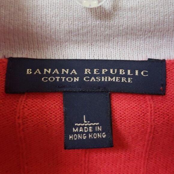 Y2K Banana Republic Sweater Mens L Mock Neck Cashmere Cotton Rib Knit 1/4 Zip - Picture 2 of 7